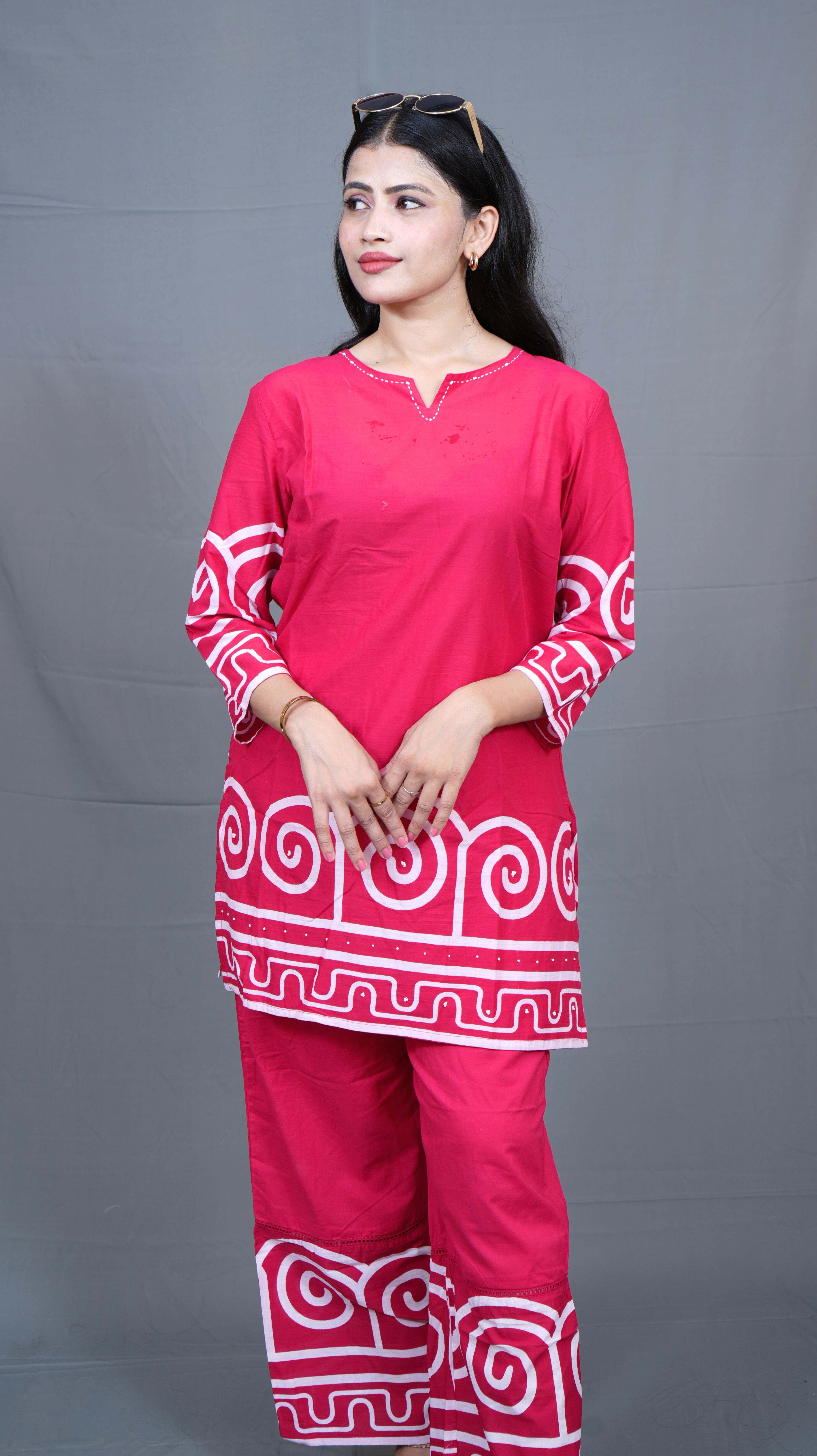 Elegant Handblock Printed Co-ord Set - Pink