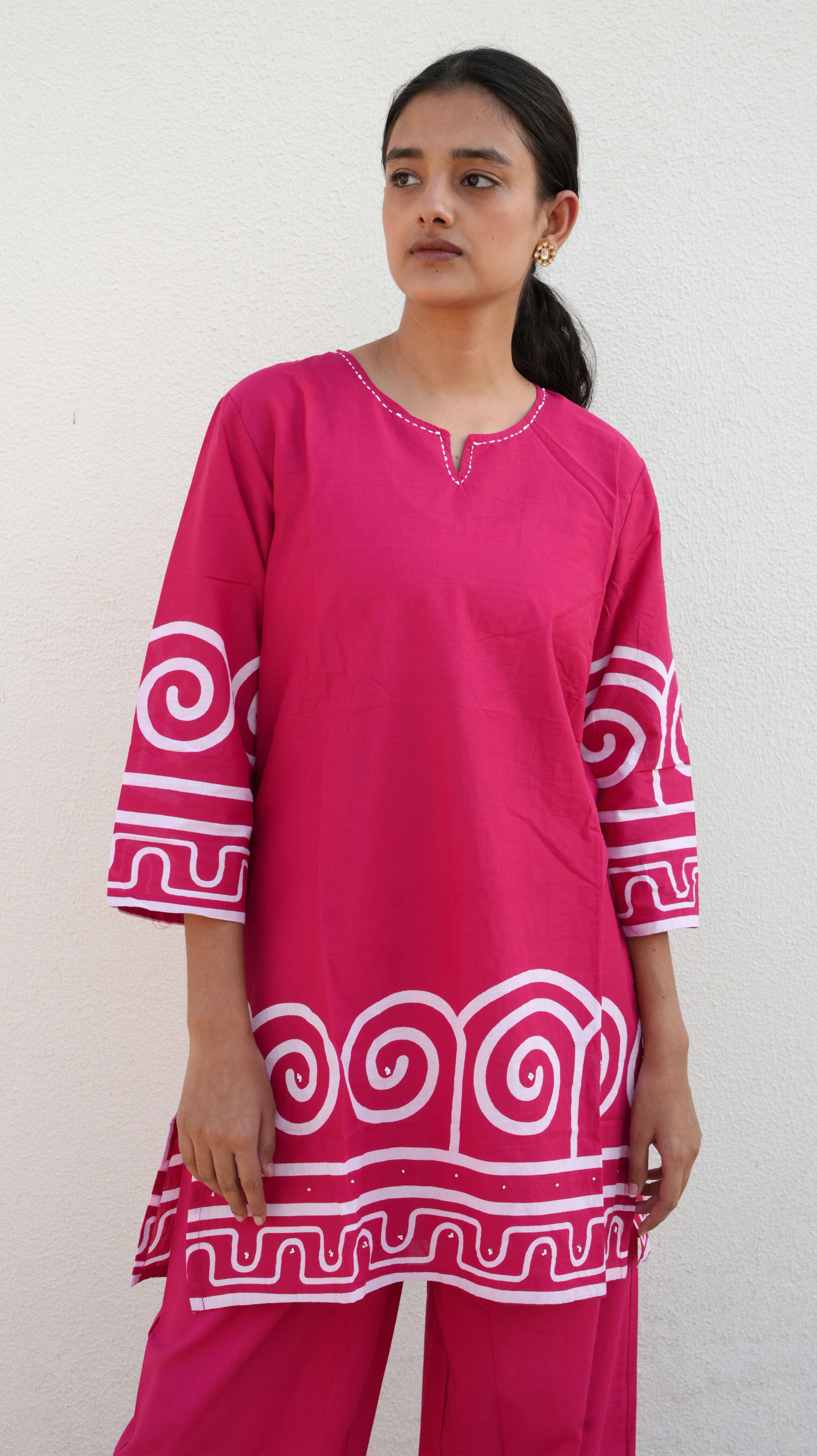 Elegant Handblock Printed Co-ord Set - Pink