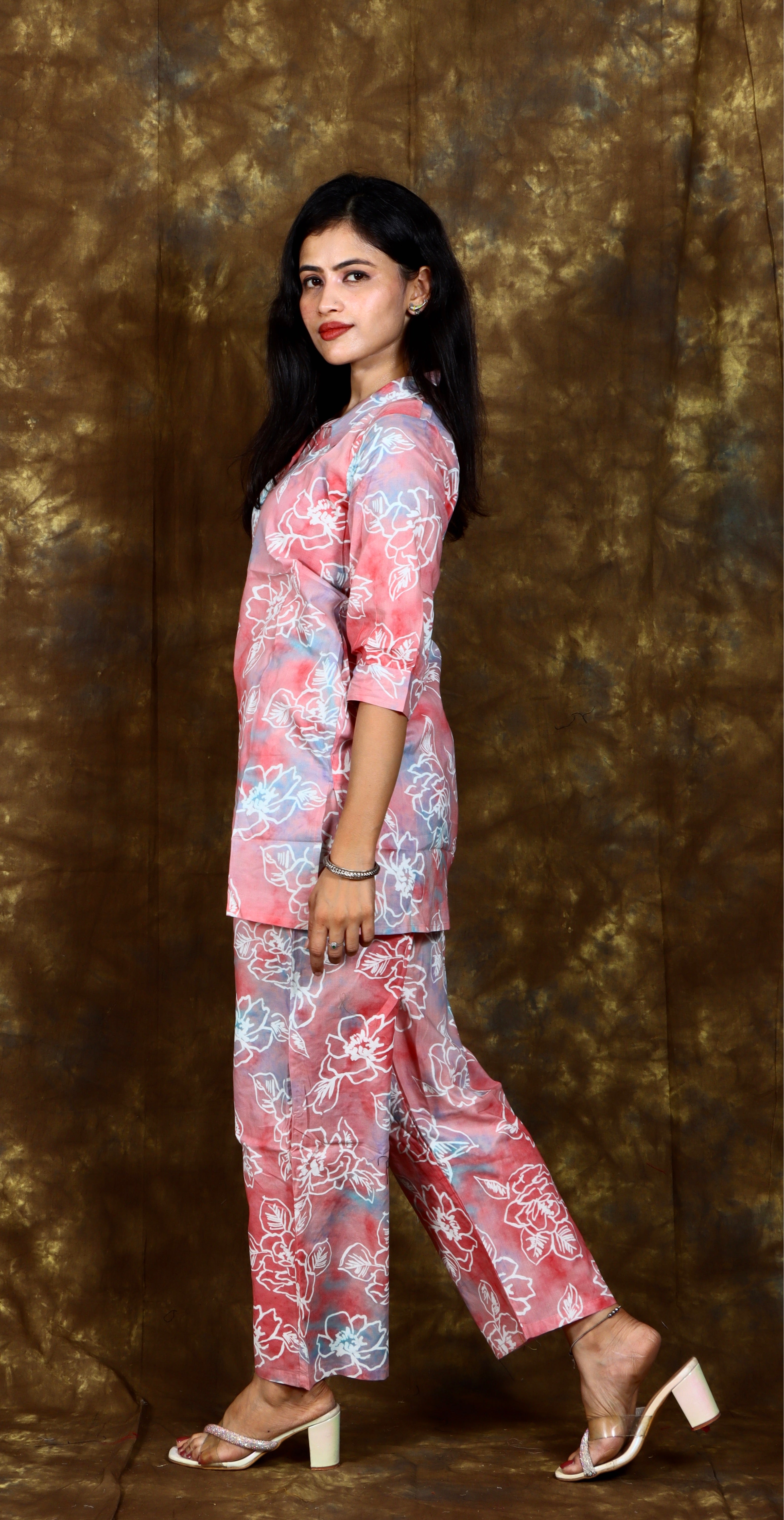 Tie & Dye Floral Printed Co-Ord Set - Multicolor