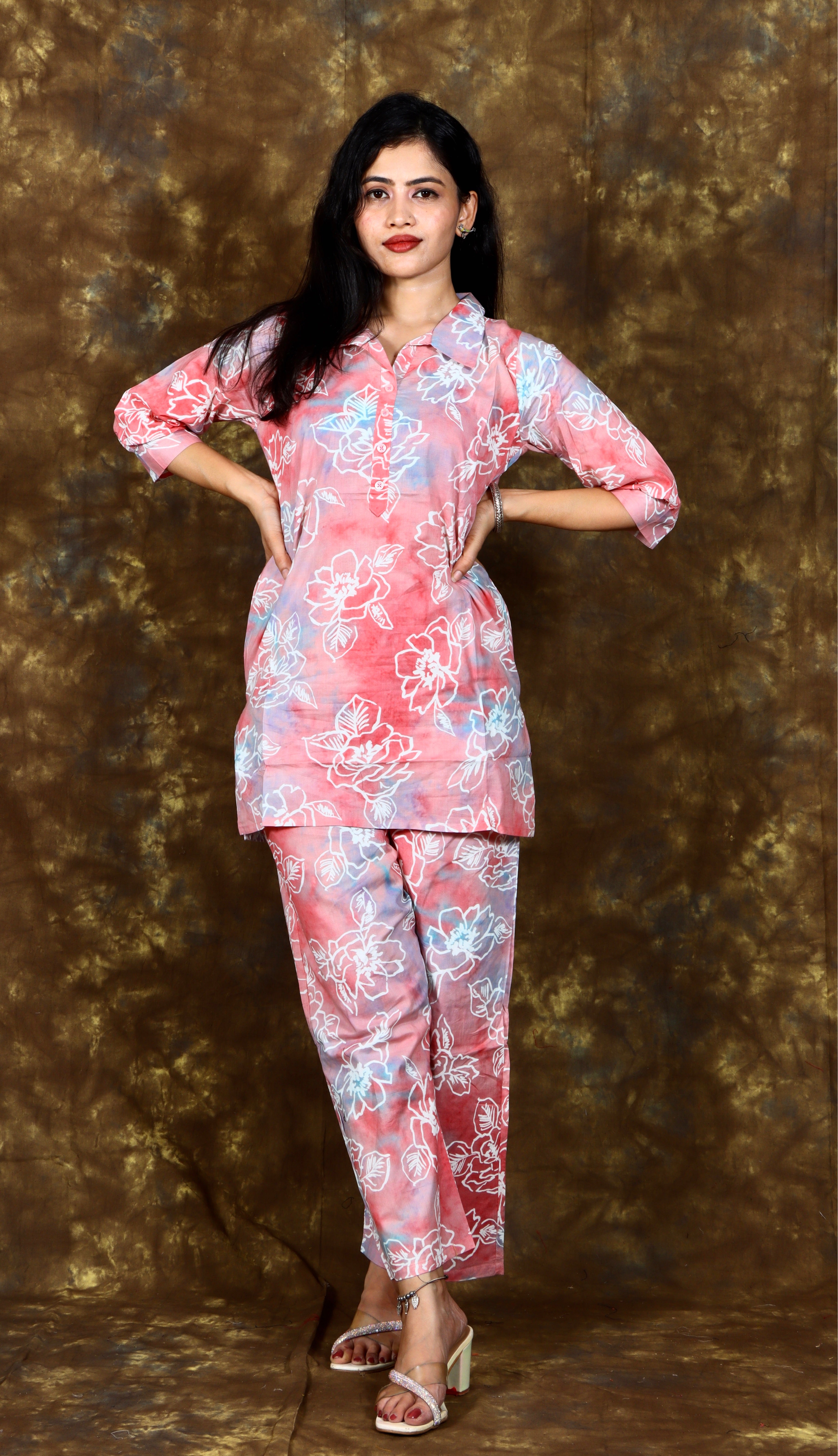 Tie & Dye Floral Printed Co-Ord Set - Multicolor